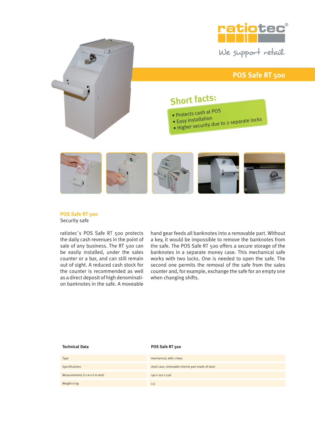 POS Safes RT 750 / RT 850 Twin Short Facts