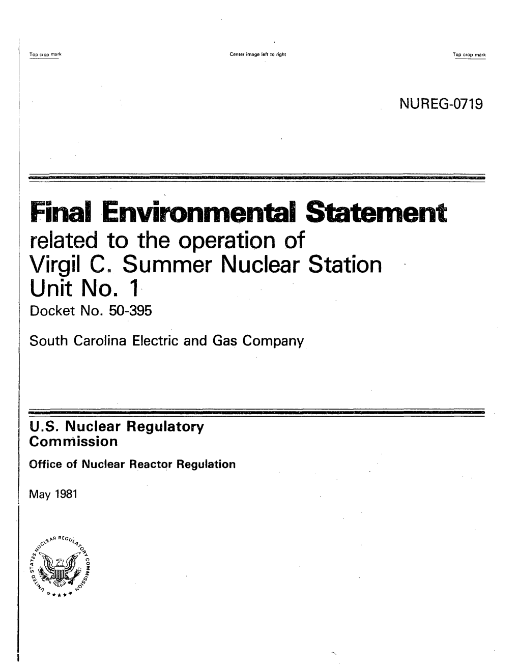 Final Environmental Statement Related to the Operation of Virgil C