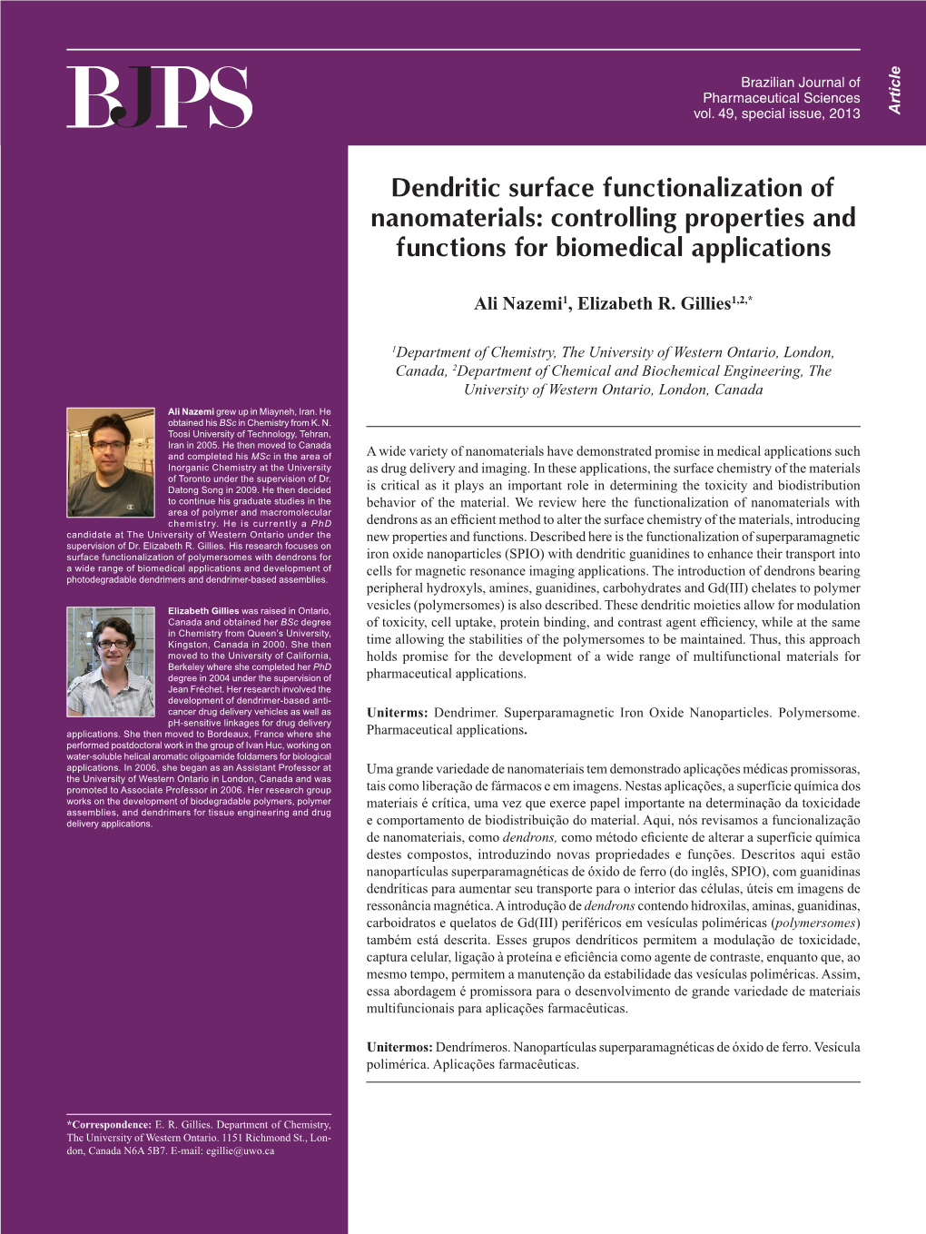 Dendritic Surface Functionalization of Nanomaterials