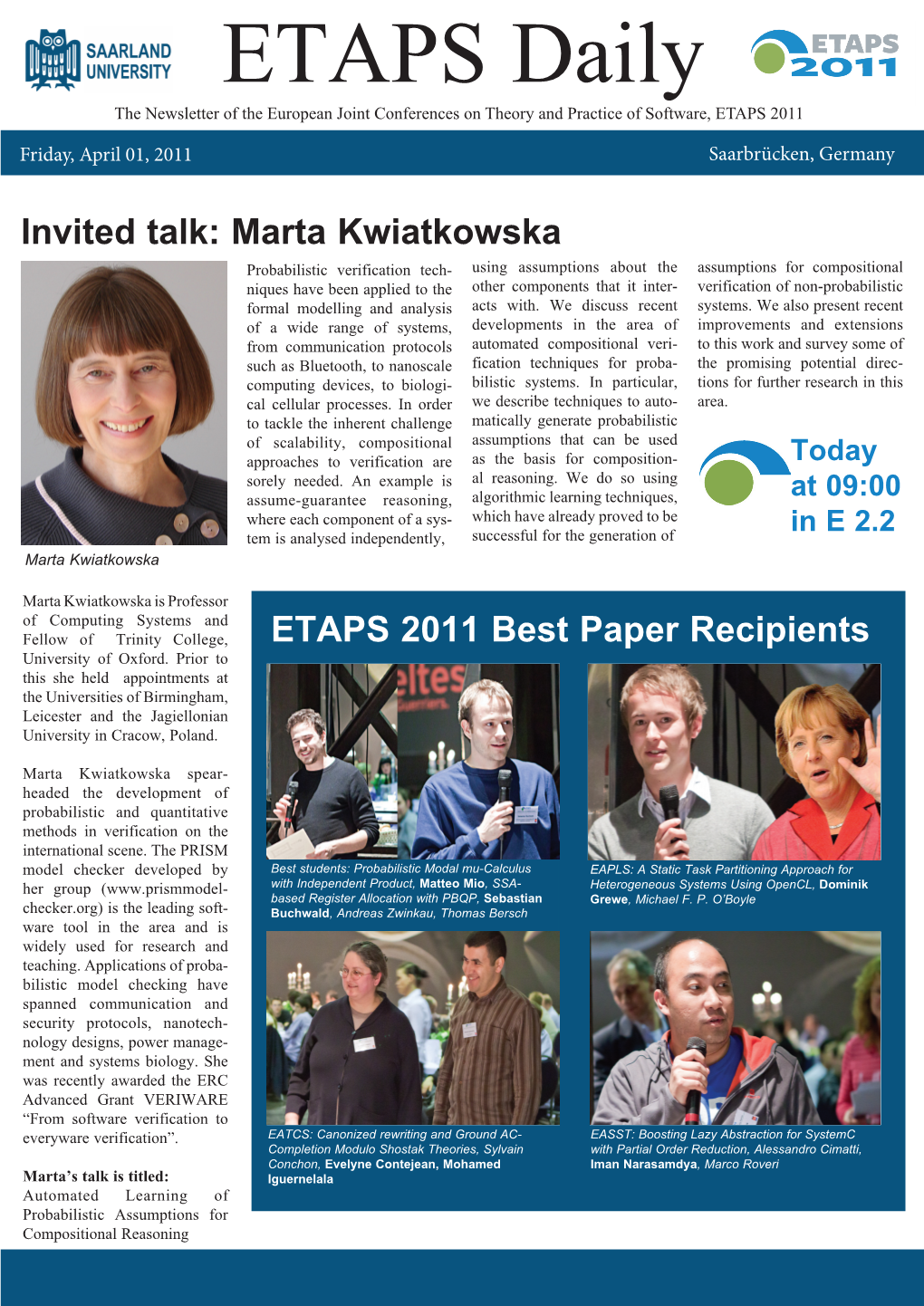 Invited Talk: Marta Kwiatkowska