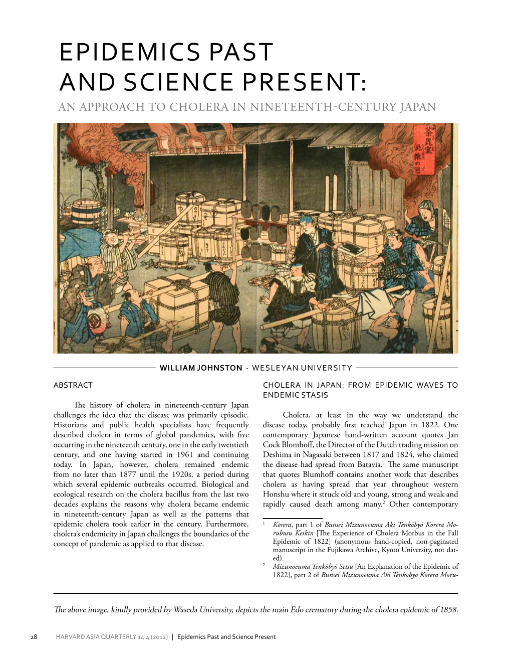 Epidemics Past and Science Present: an Approach to Cholera in Nineteenth-Century Japan