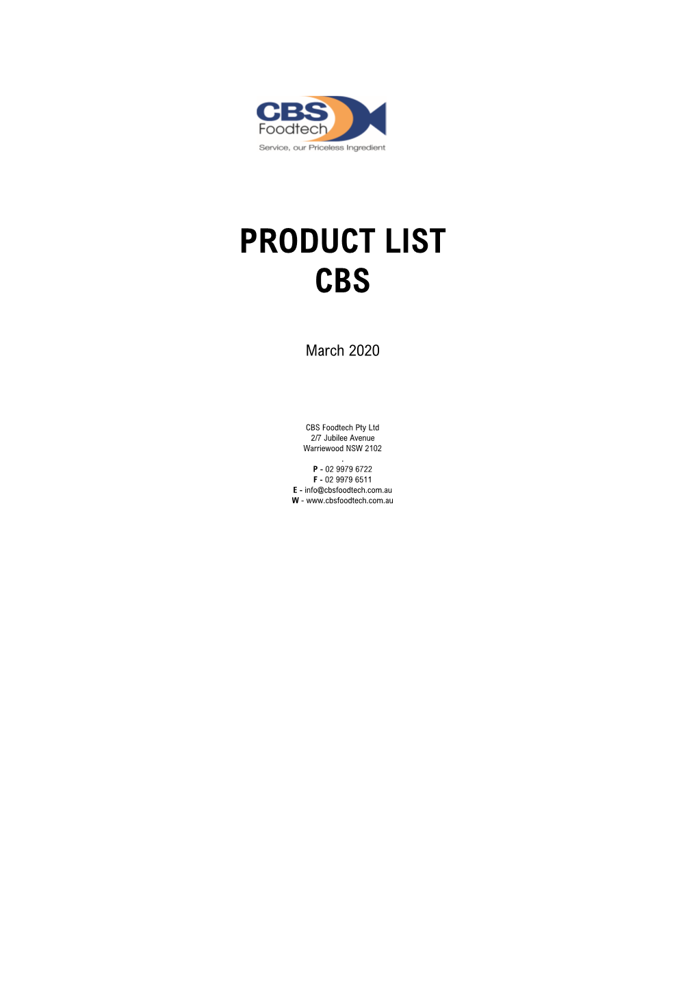Product List Cbs