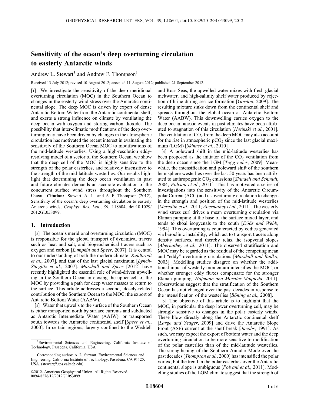 Sensitivity of the Ocean's Deep Overturning Circulation to Easterly