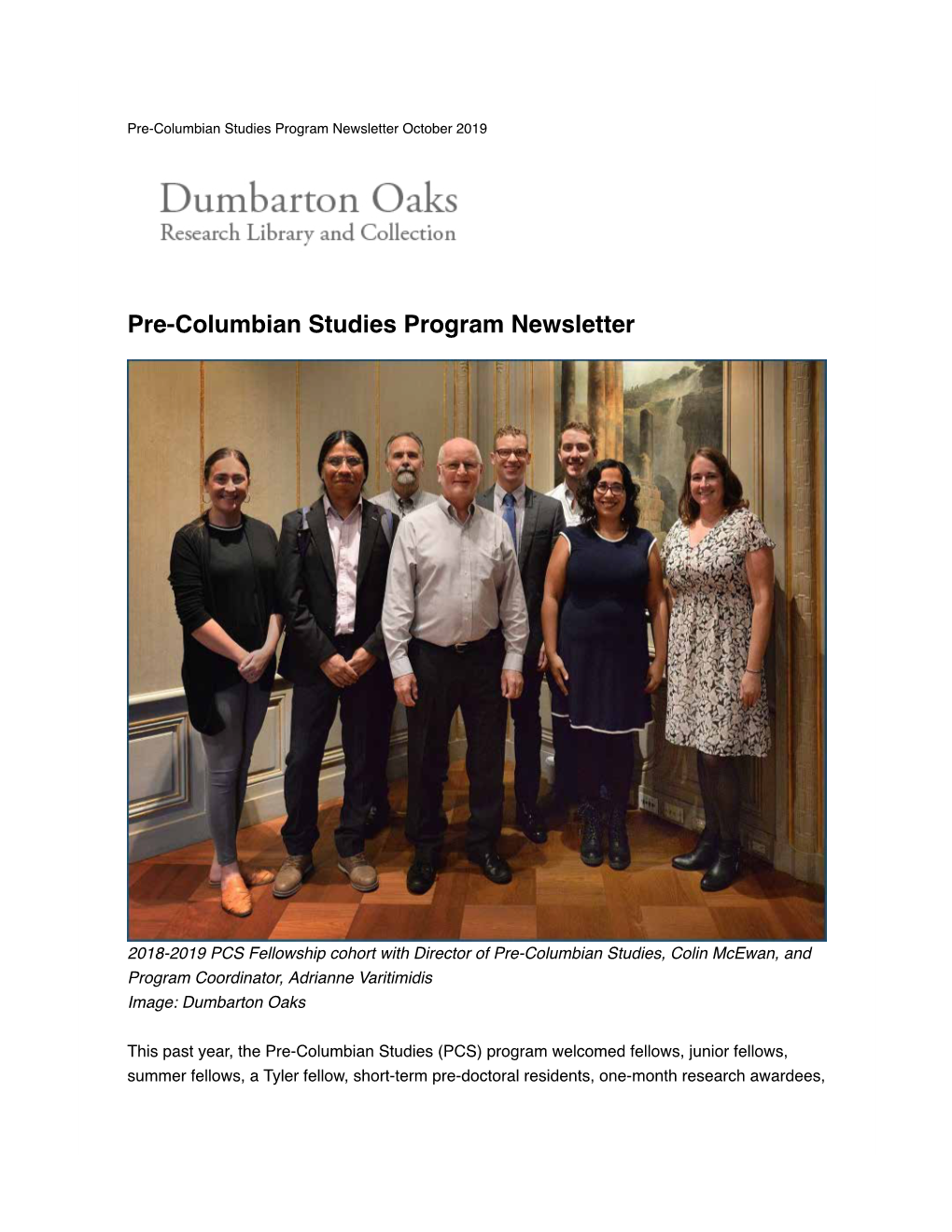 Dumbarton Oaks Pre-Columbian Studies Program Newsletter