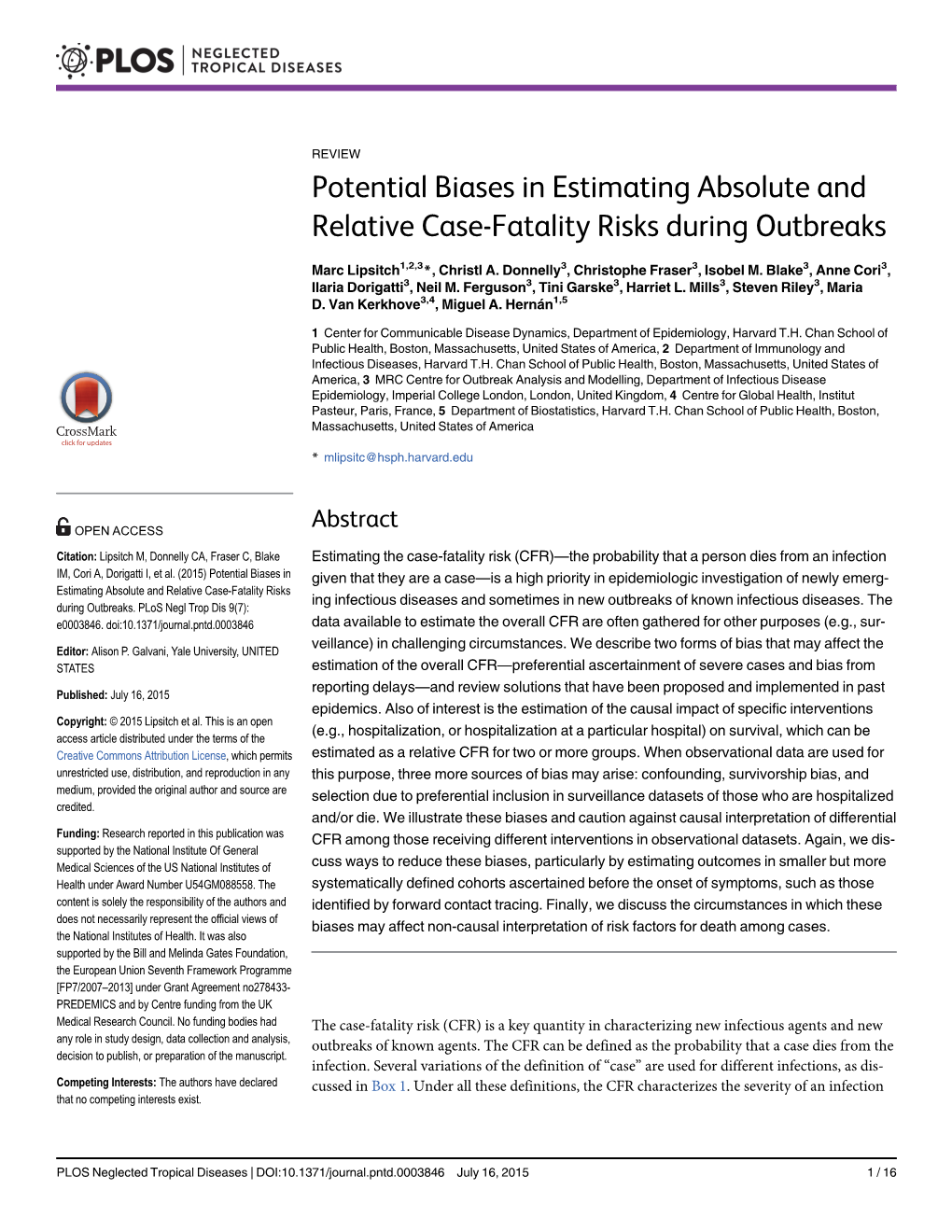 Potential Biases in Estimating Absolute and Relative Case-Fatality Risks During Outbreaks