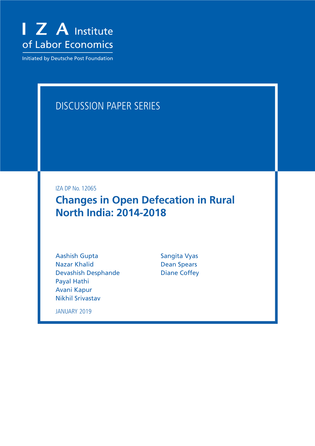 Changes in Open Defecation in Rural North India: 2014-2018