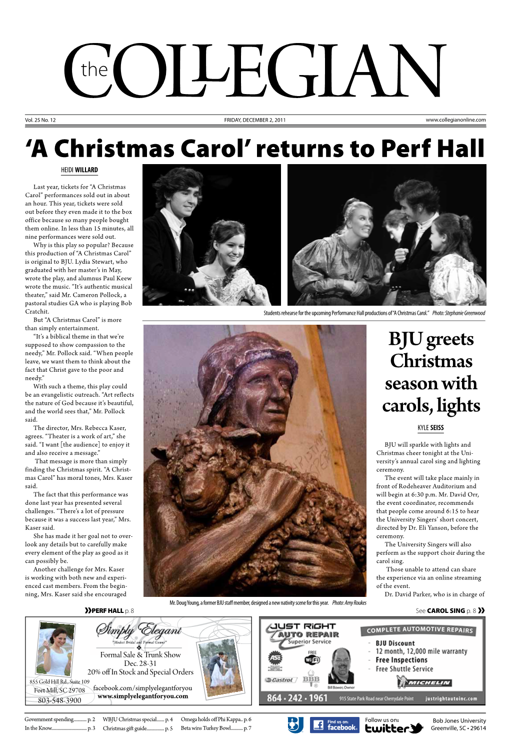 'A Christmas Carol' Returns to Perf Hall
