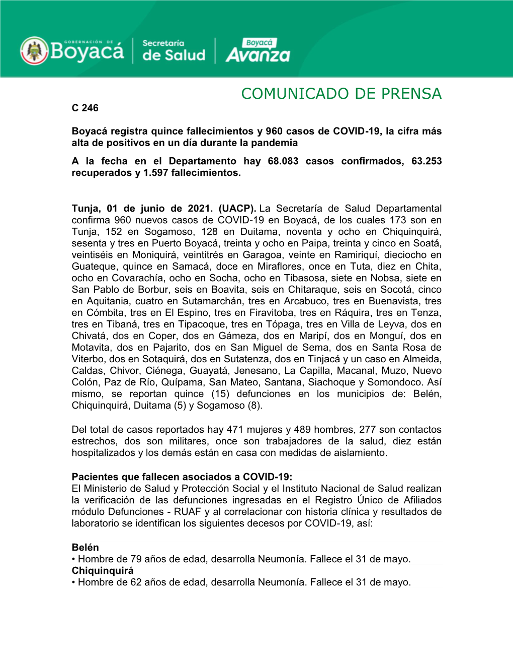 Comunicado De Prensa C 246