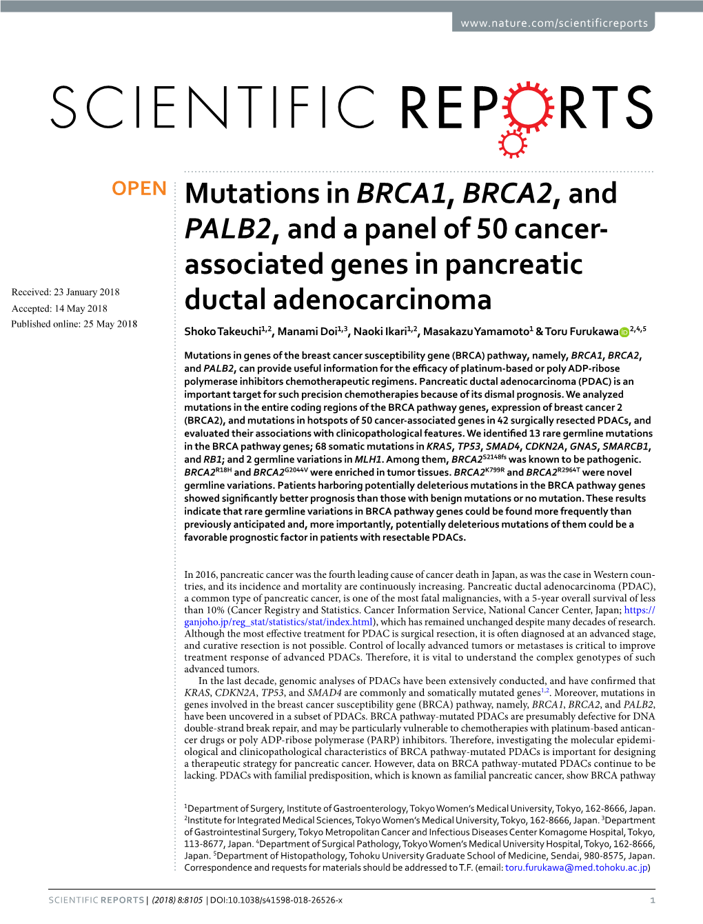 Mutations in BRCA1, BRCA2, and PALB2, and a Panel of 50 Cancer