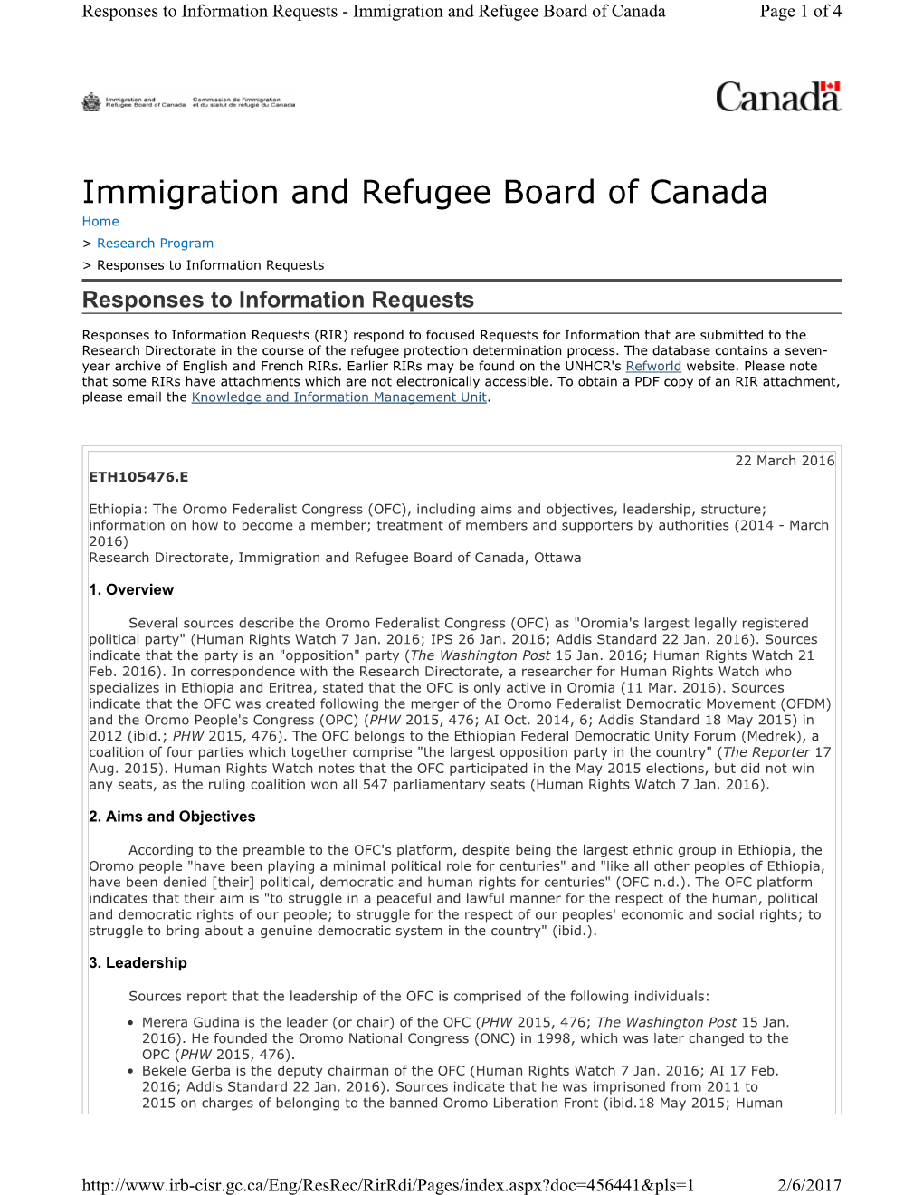 Immigration and Refugee Board of Canada Page 1 of 4