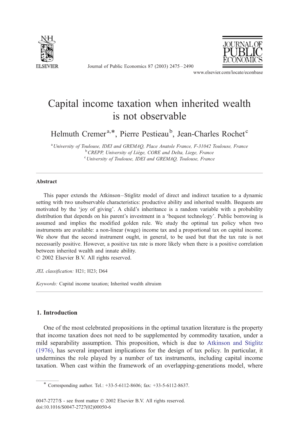 Capital Income Taxation When Inherited Wealth Is Not Observable
