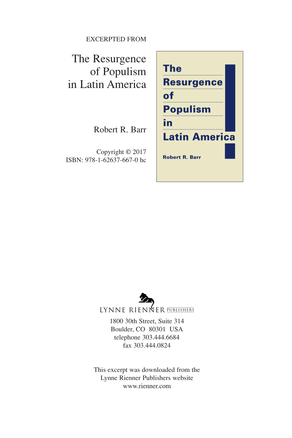 The Resurgence of Populism in Latin America