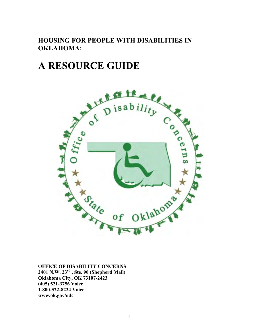 Housing for People with Disabilities in Oklahoma: a Resource Guide