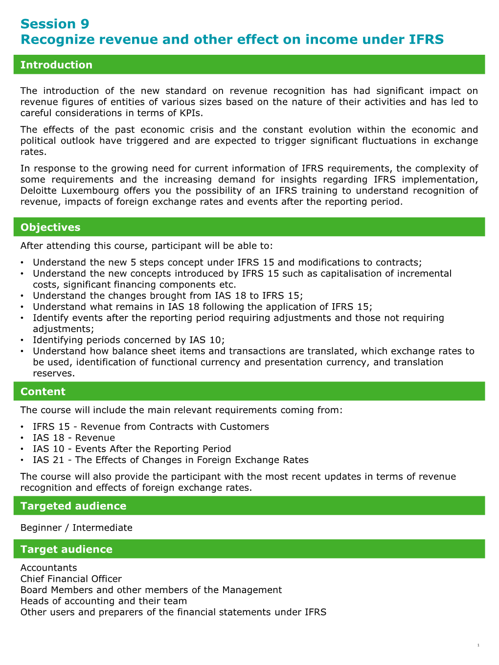 Session 9 Recognize Revenue and Other Effect on Income Under IFRS