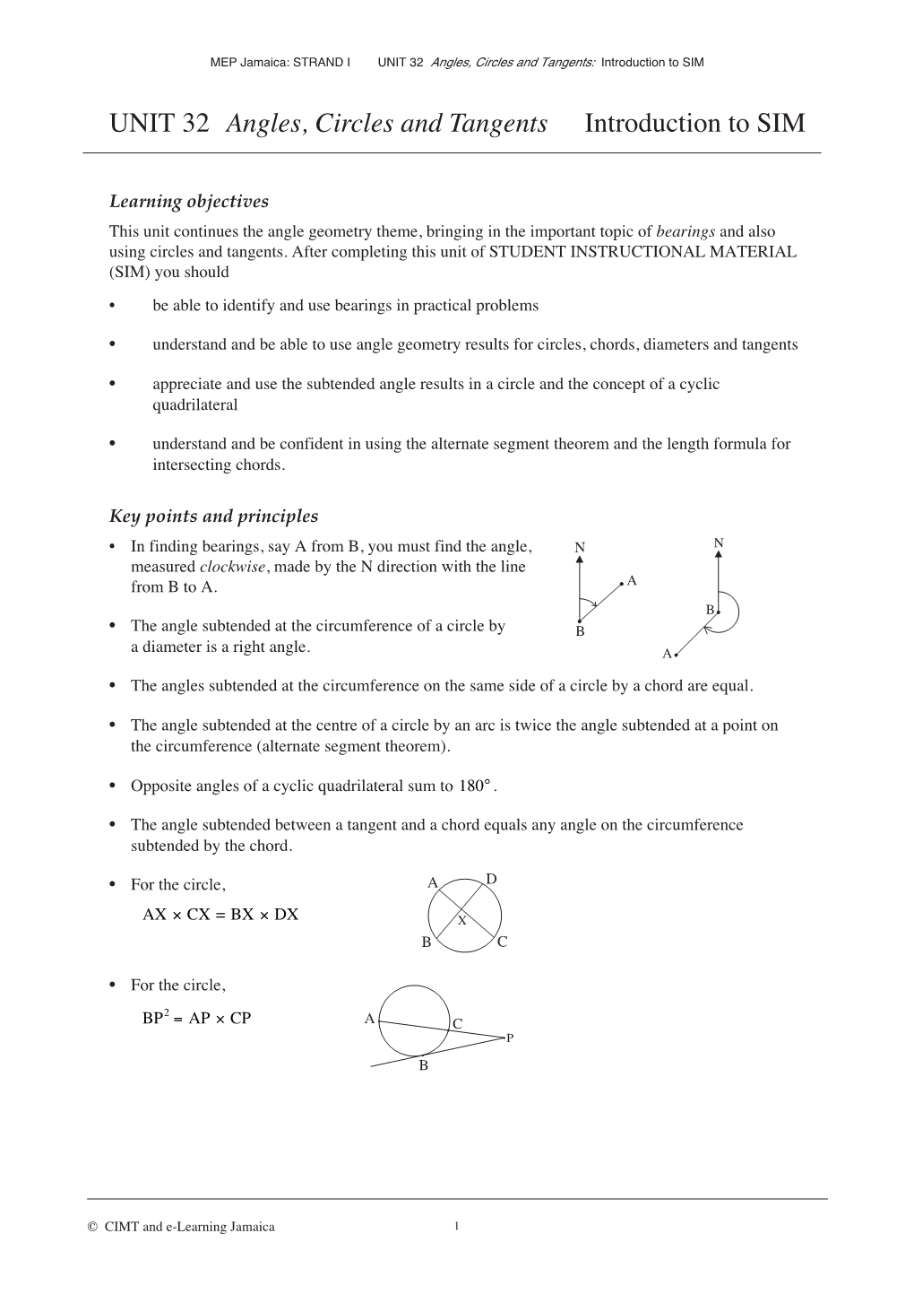 UNIT 32 Angles, Circles and Tangents Introduction to SIM