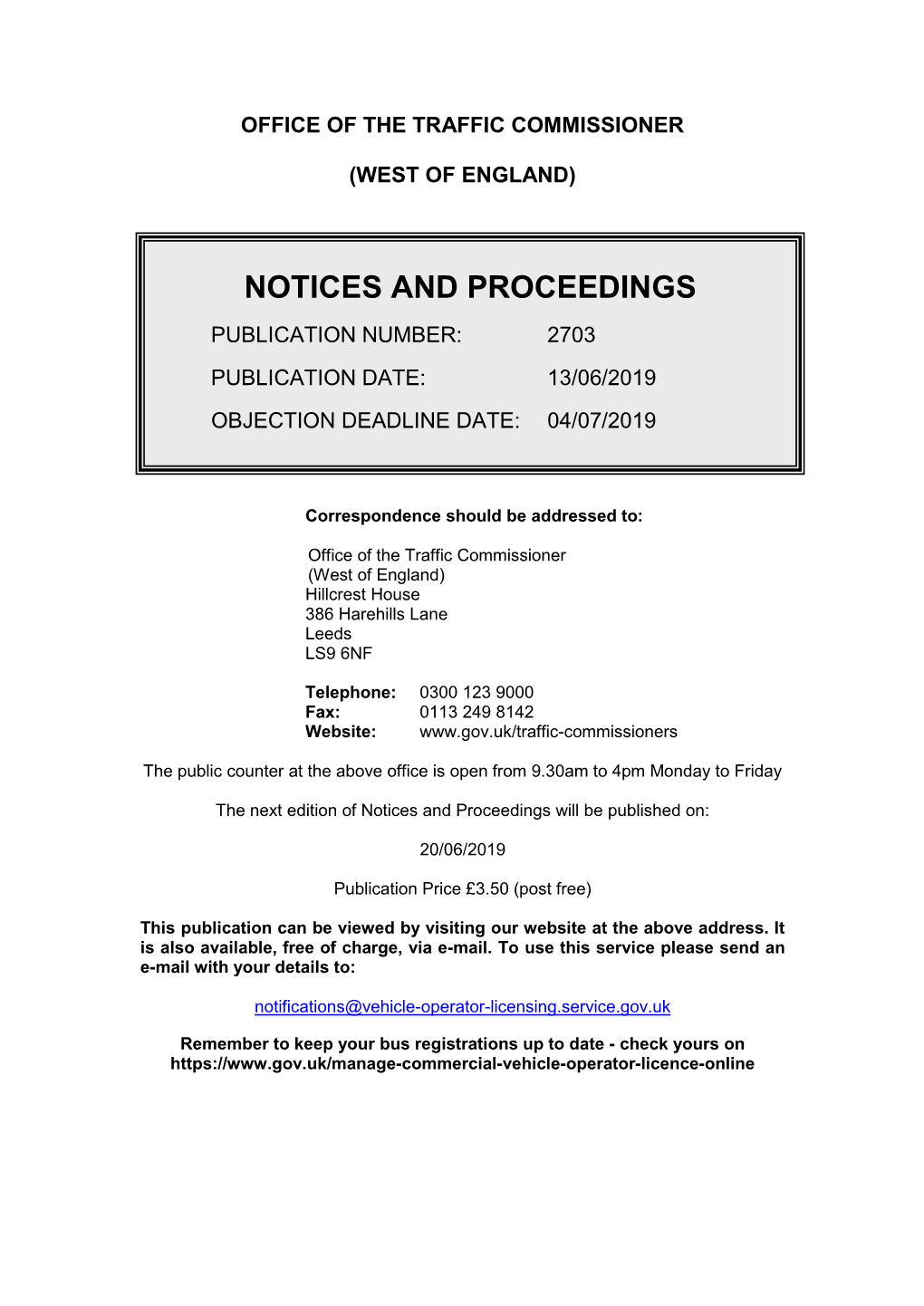 Notices and Proceedings for the West of England