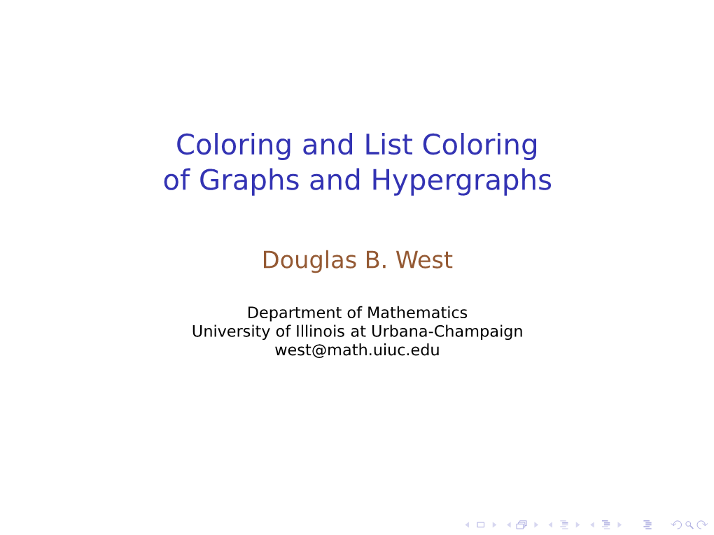 Coloring and List Coloring of Graphs and Hypergraphs