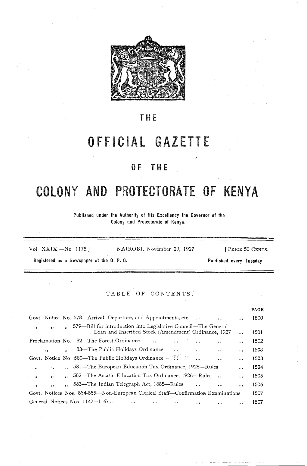 Colony and Protectorate of Kenya