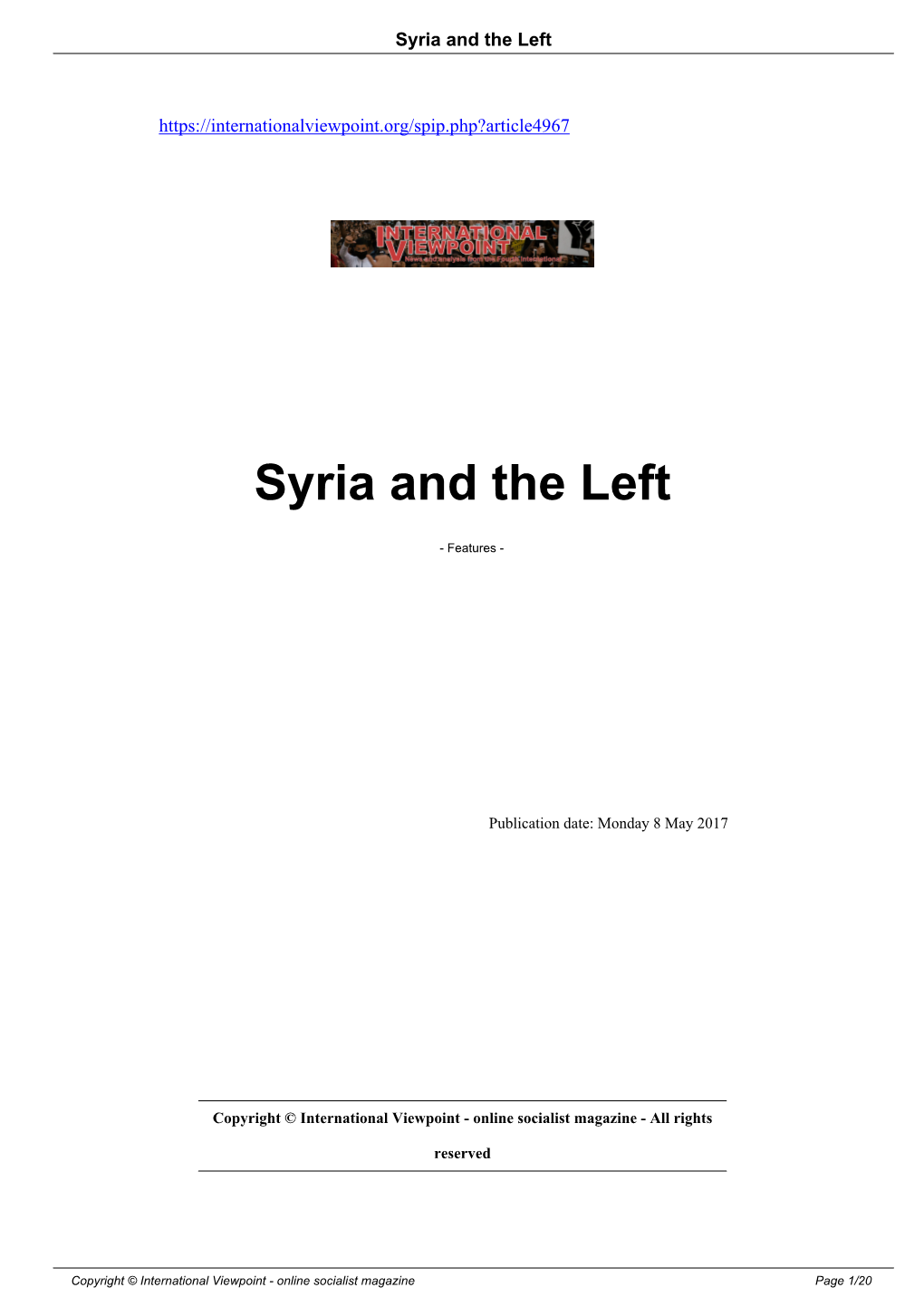 Syria and the Left