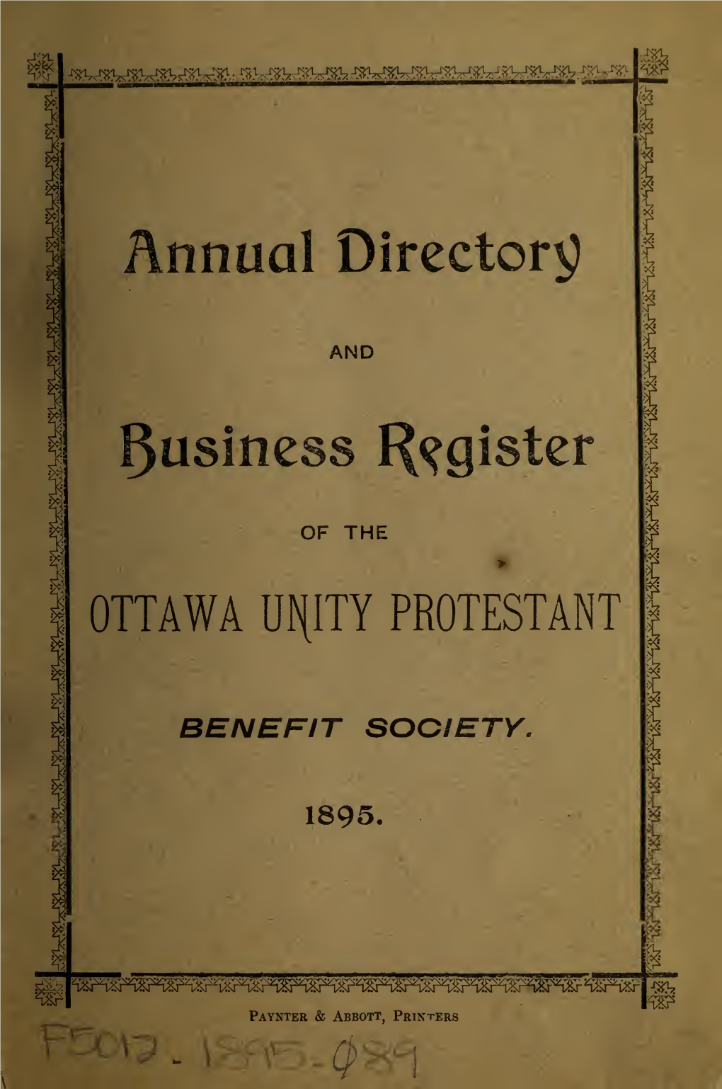 Annual Directory and Business Register of the Ottawa Unity Protestant