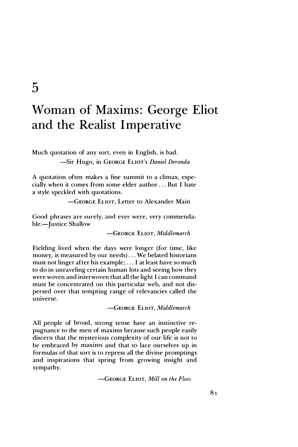 George Eliot and the Realist Imperative