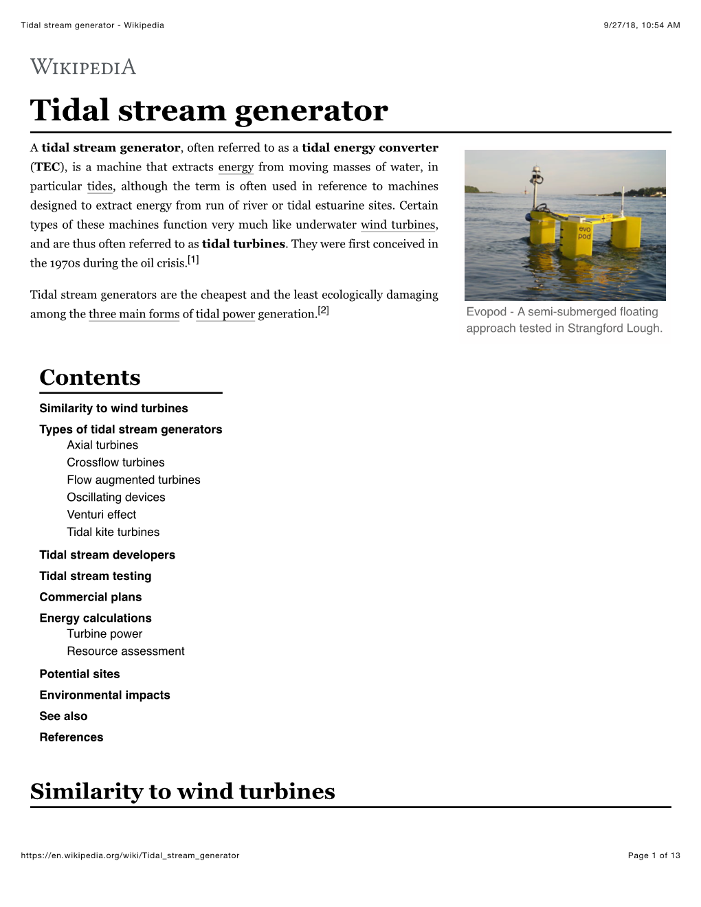 Tidal Stream Generator - Wikipedia 9/27/18, 10:54 AM