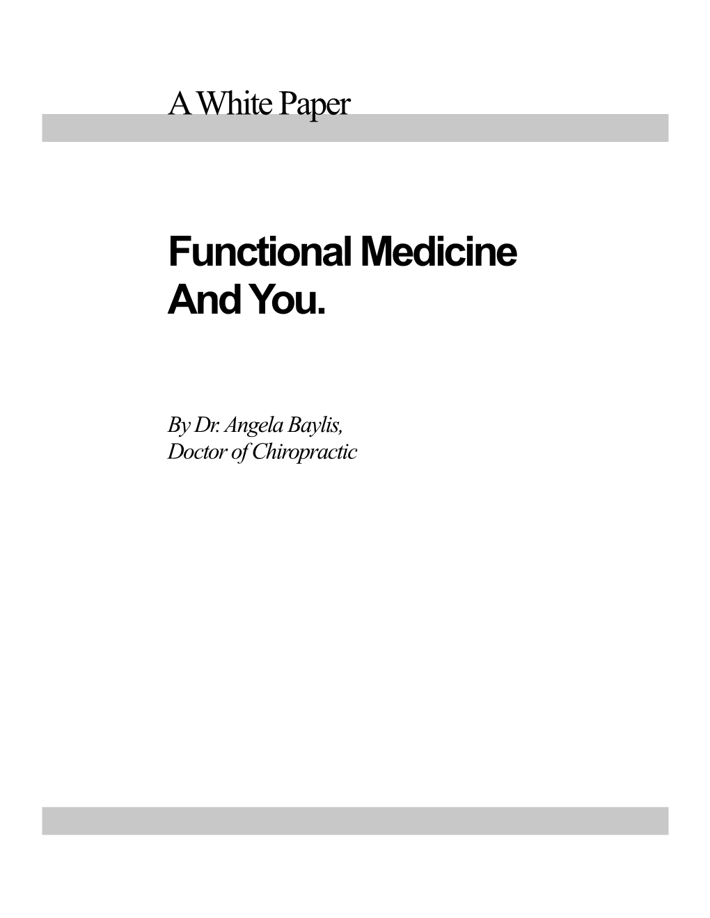 Functional Medicine and You