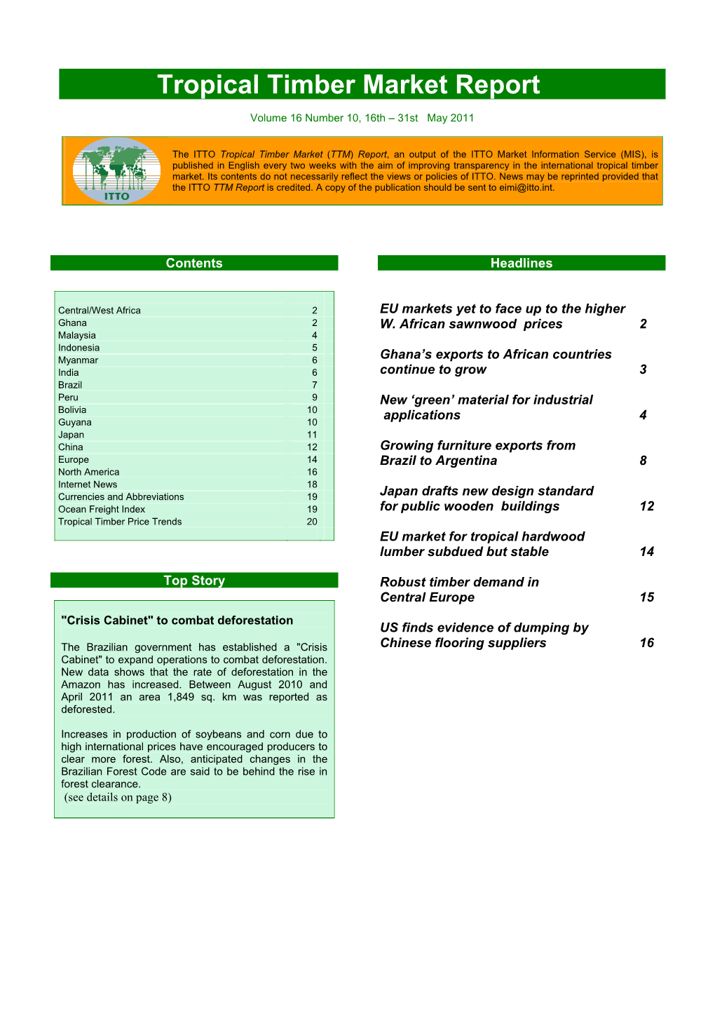 ITTO Tropical Timber Market Report