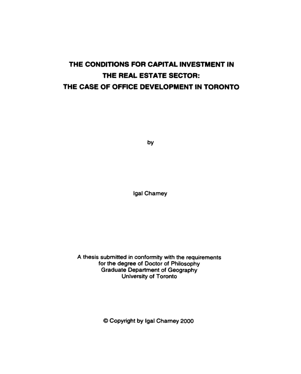 The Case of Office Development in Toronto