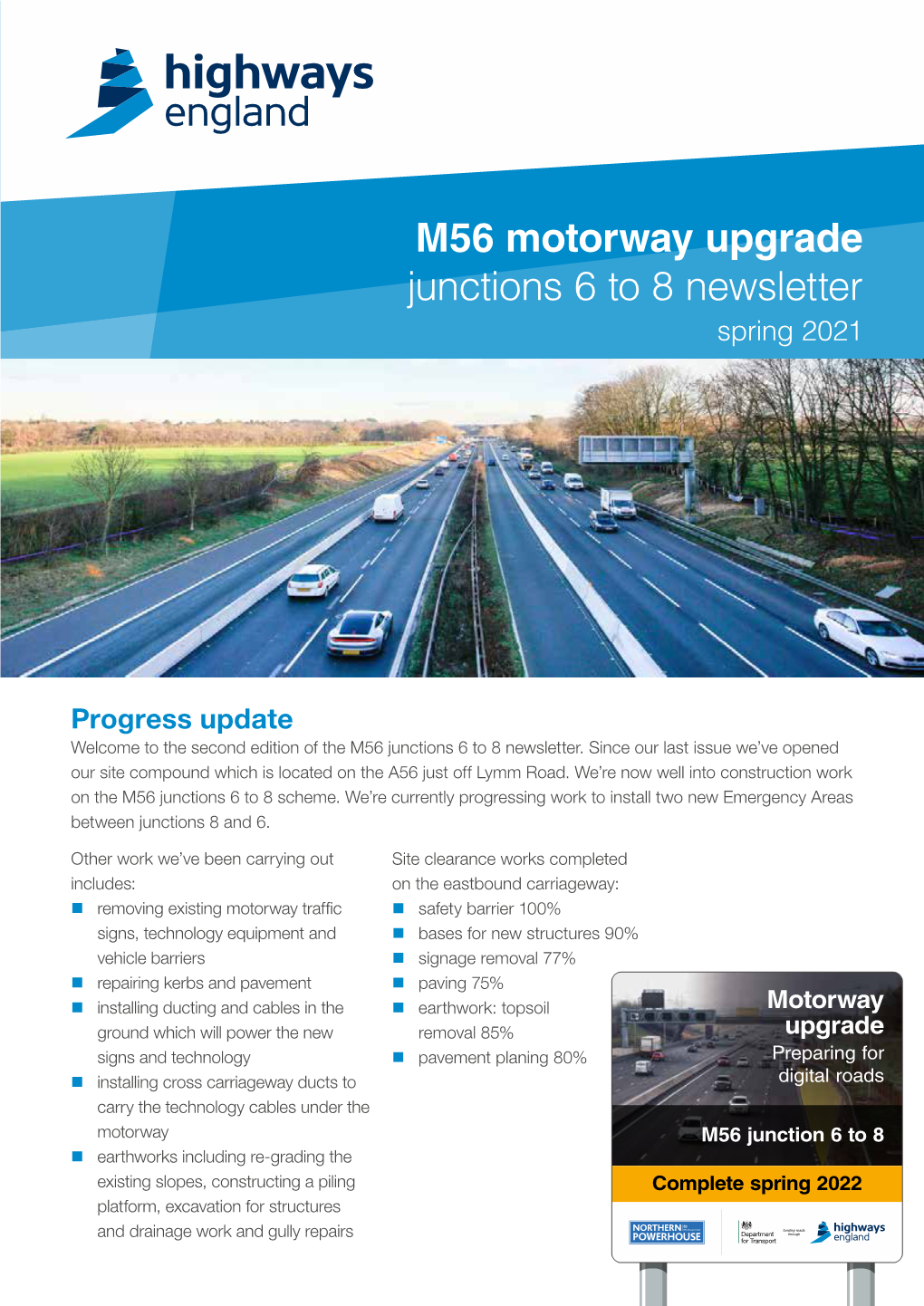 M56 Motorway Upgrade Junctions 6 to 8 Newsletter Spring 2021