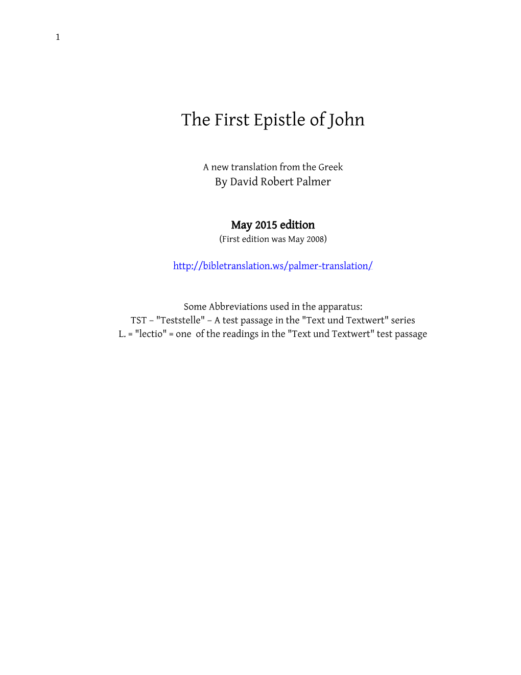 The First Epistle of John