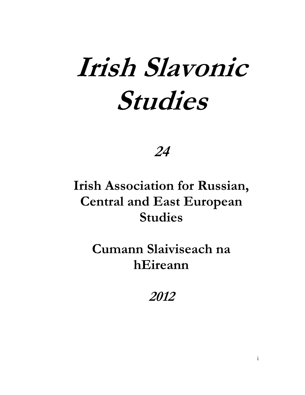 Irish Slavonic Studies