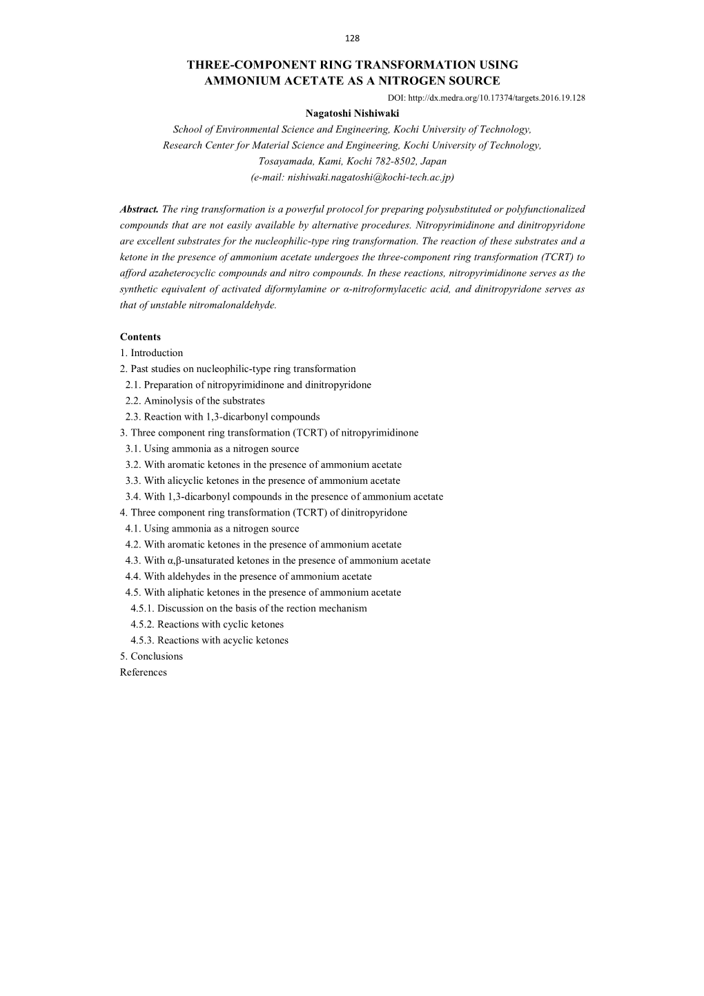 Three-Component Ring Transformation Using