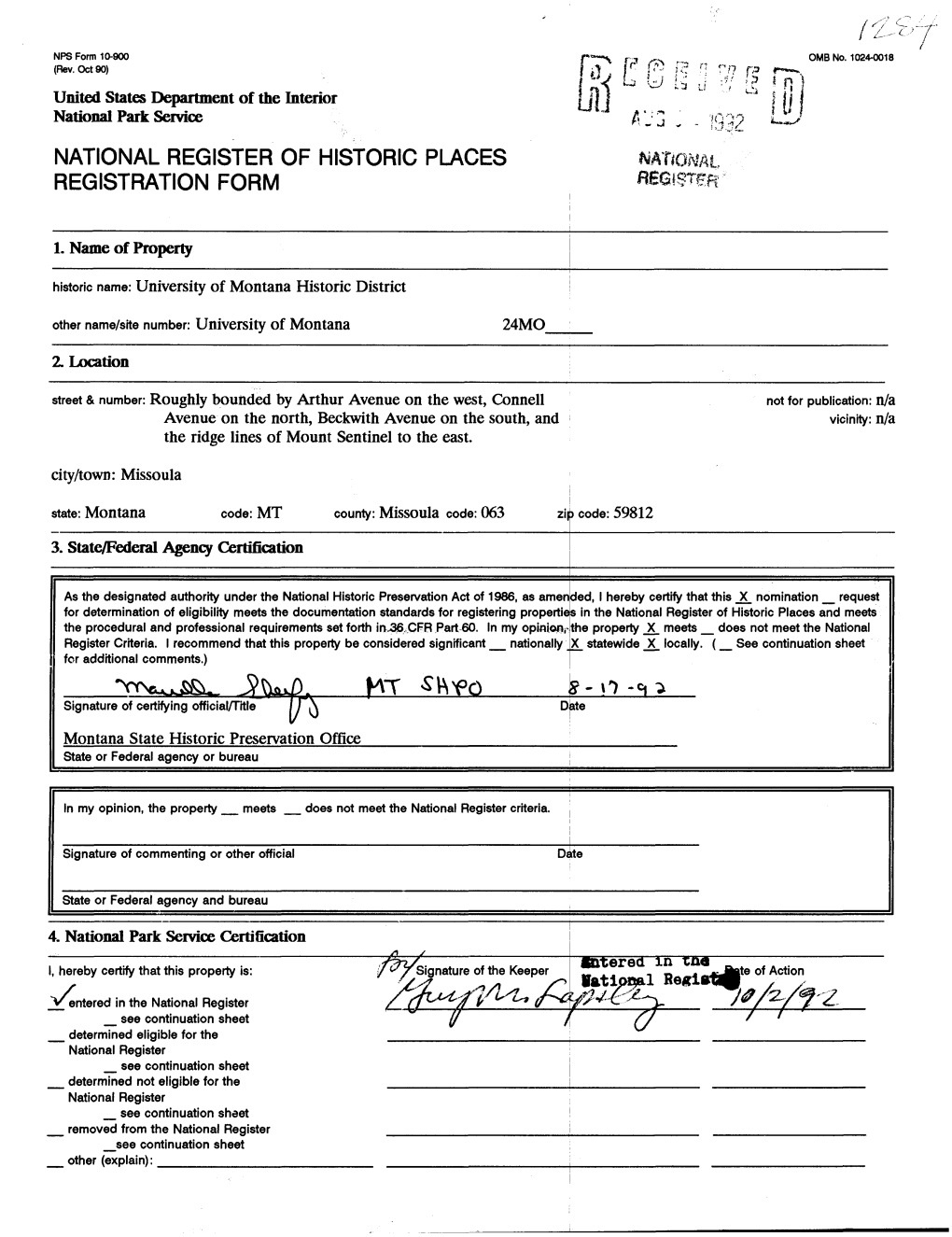 National Register of Historic Places Registration Form ^
