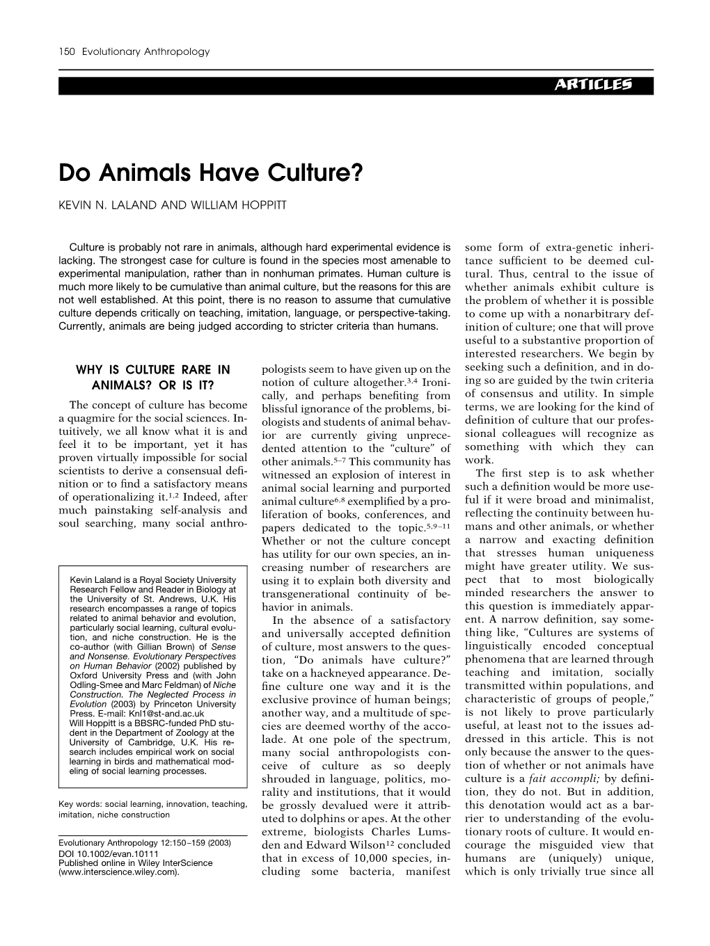 Do Animals Have Culture?