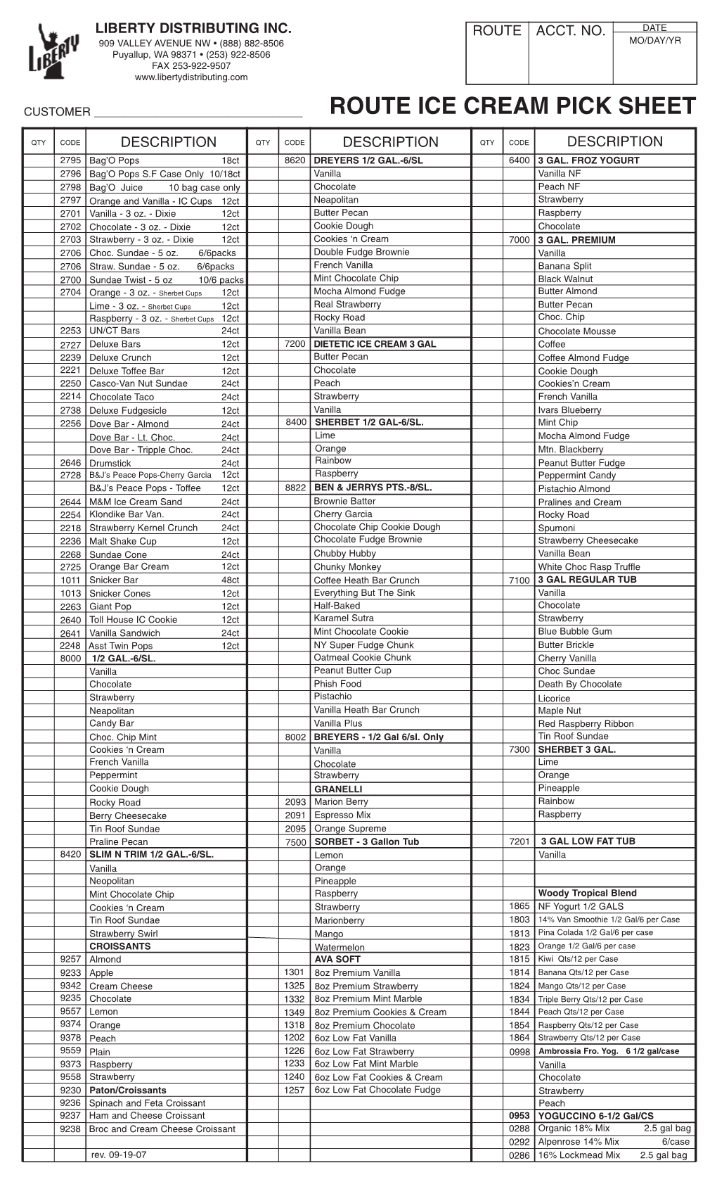 Ice Cream List