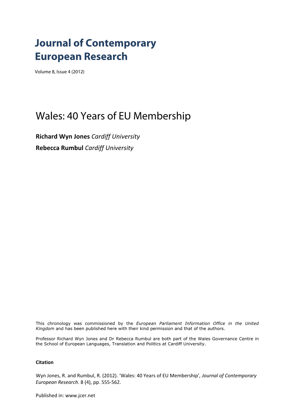 Wales: 40 Years of EU Membership