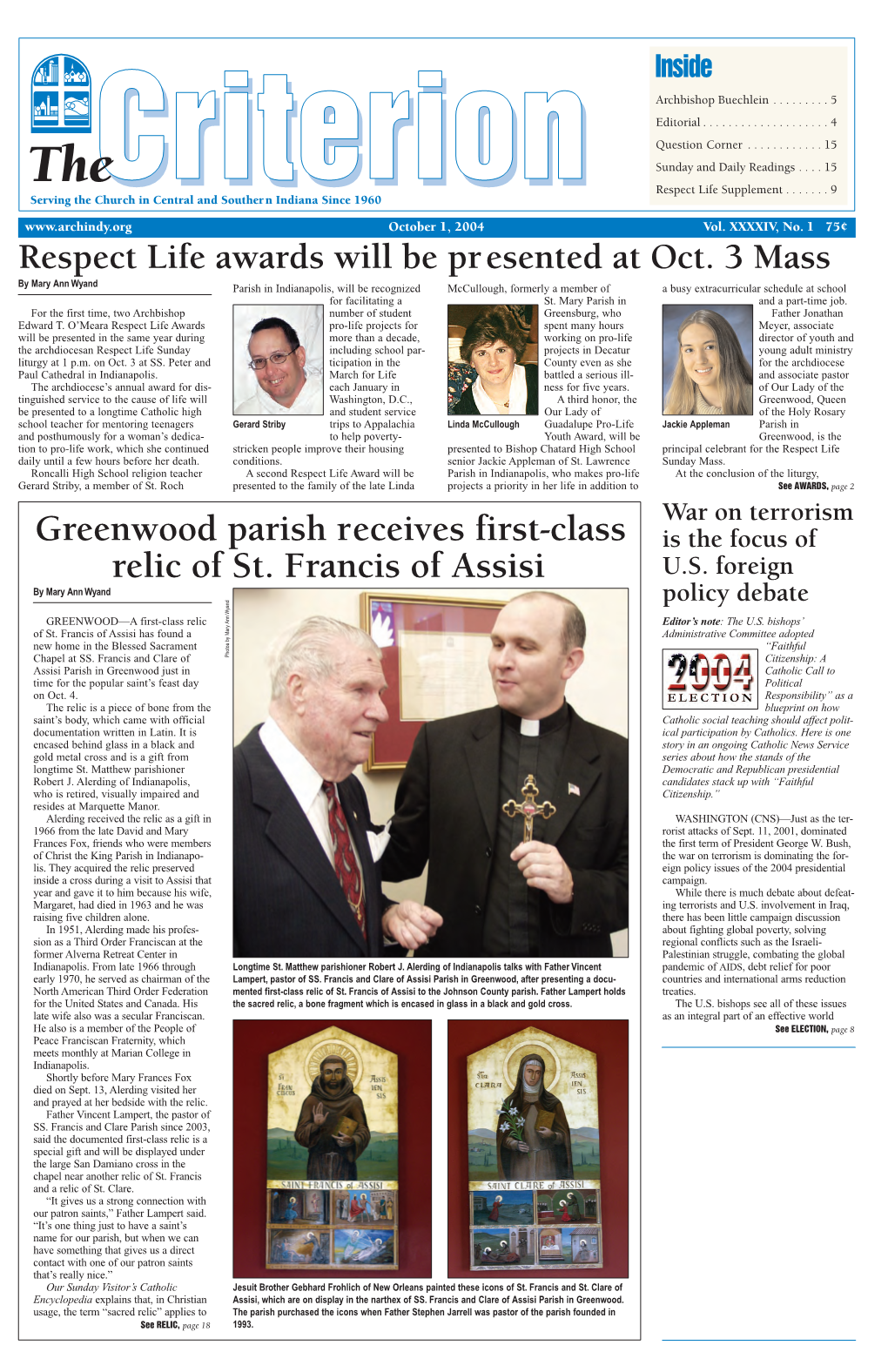 Greenwood Parish Receives First-Class Relic of St. Francis of Assisi