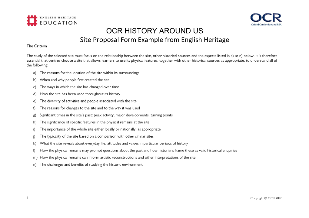 Kenilworth Castle OCR Spec B: History Around Us