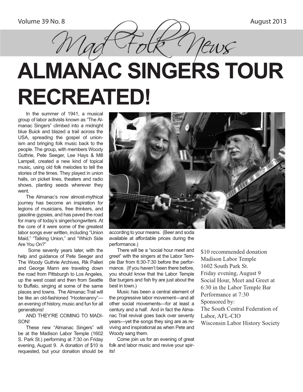 Almanac Singers Tour Recreated!