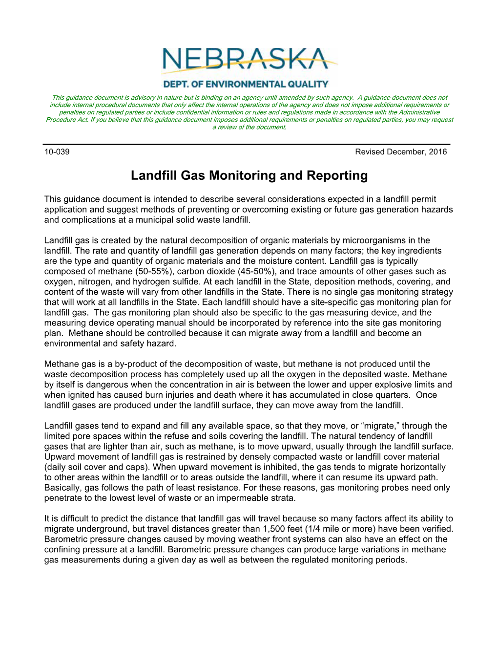 Landfill Gas Monitoring and Reporting