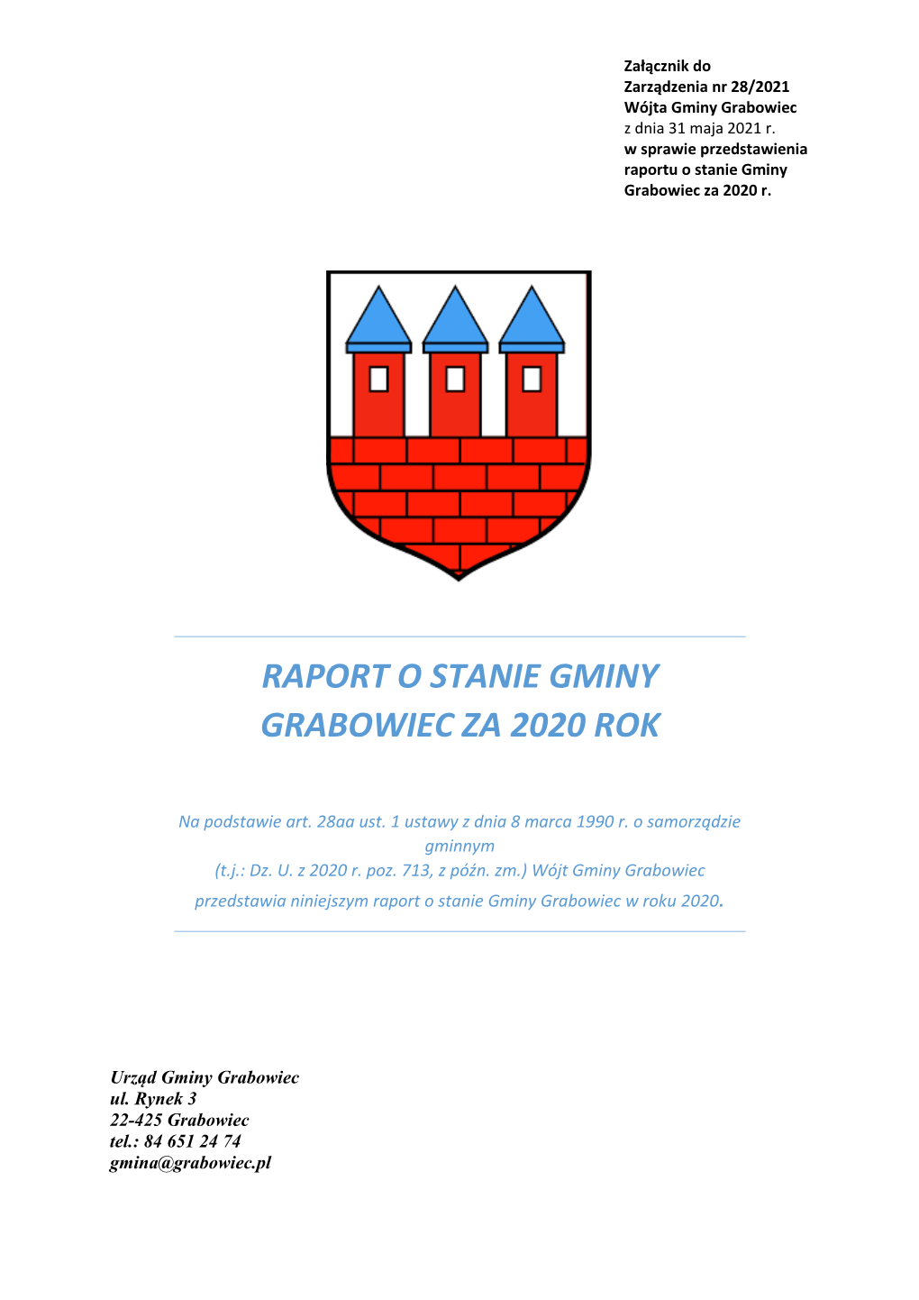 Raport O Stanie Gminy Grabowiec Za 2020 Rok