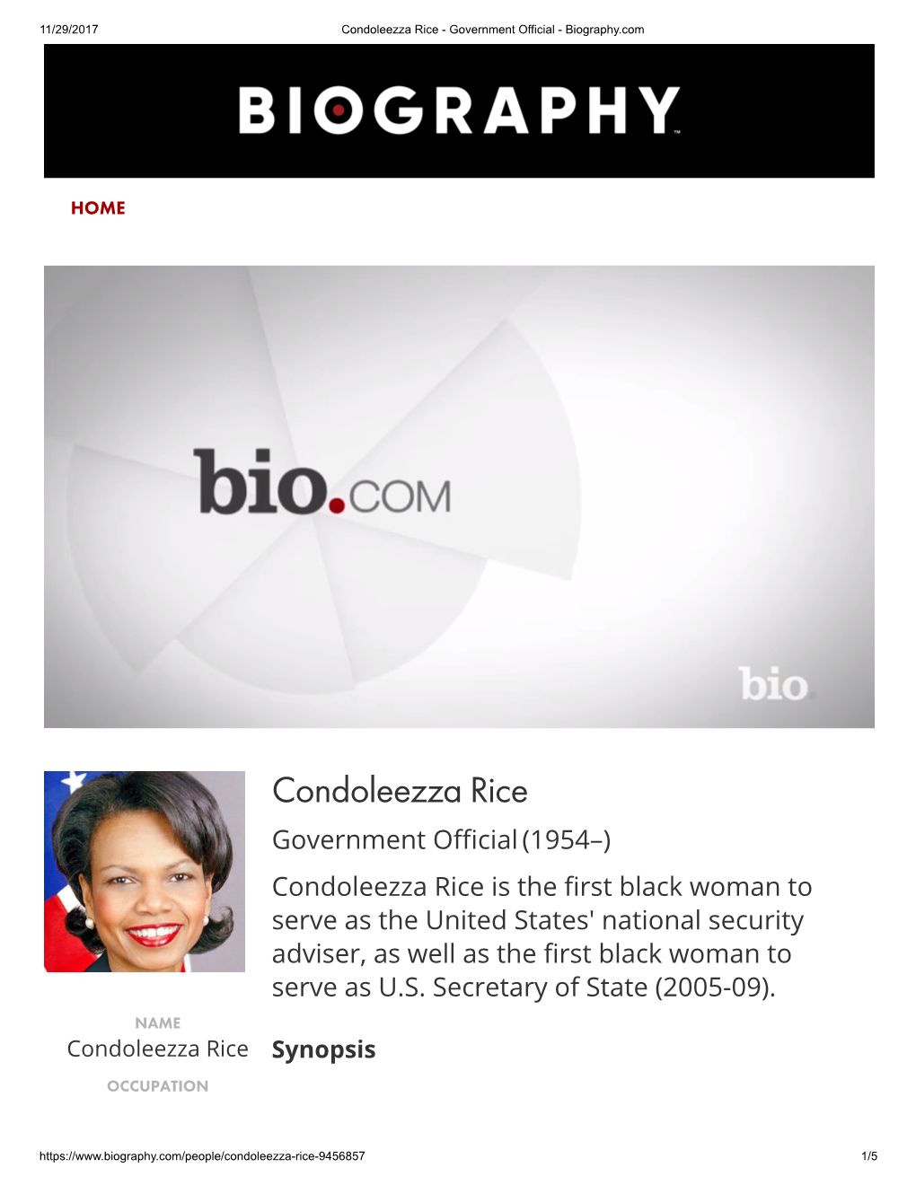 Condoleezza Rice - Government Official - Biography.Com