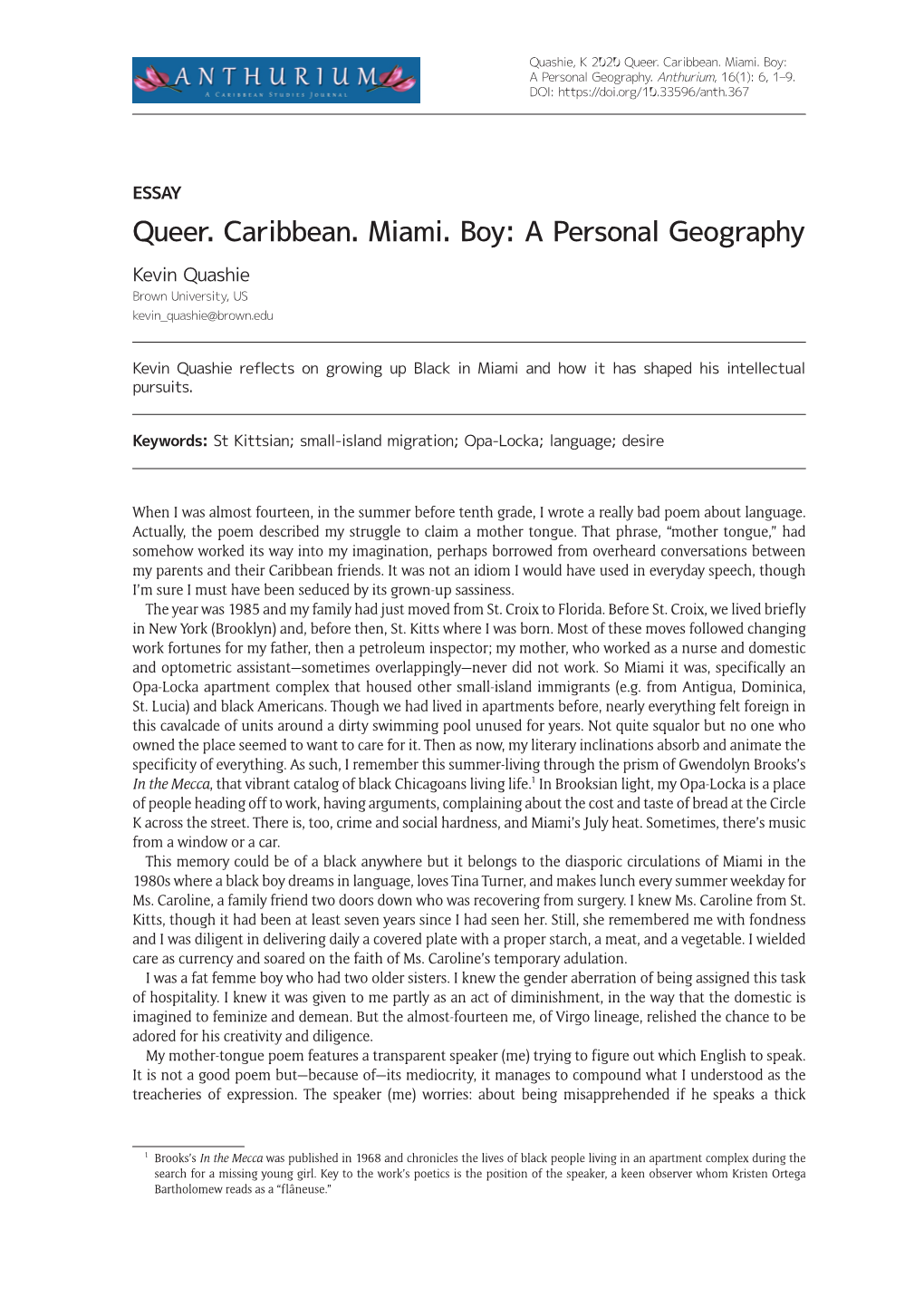 Queer. Caribbean. Miami. Boy: a Personal Geography