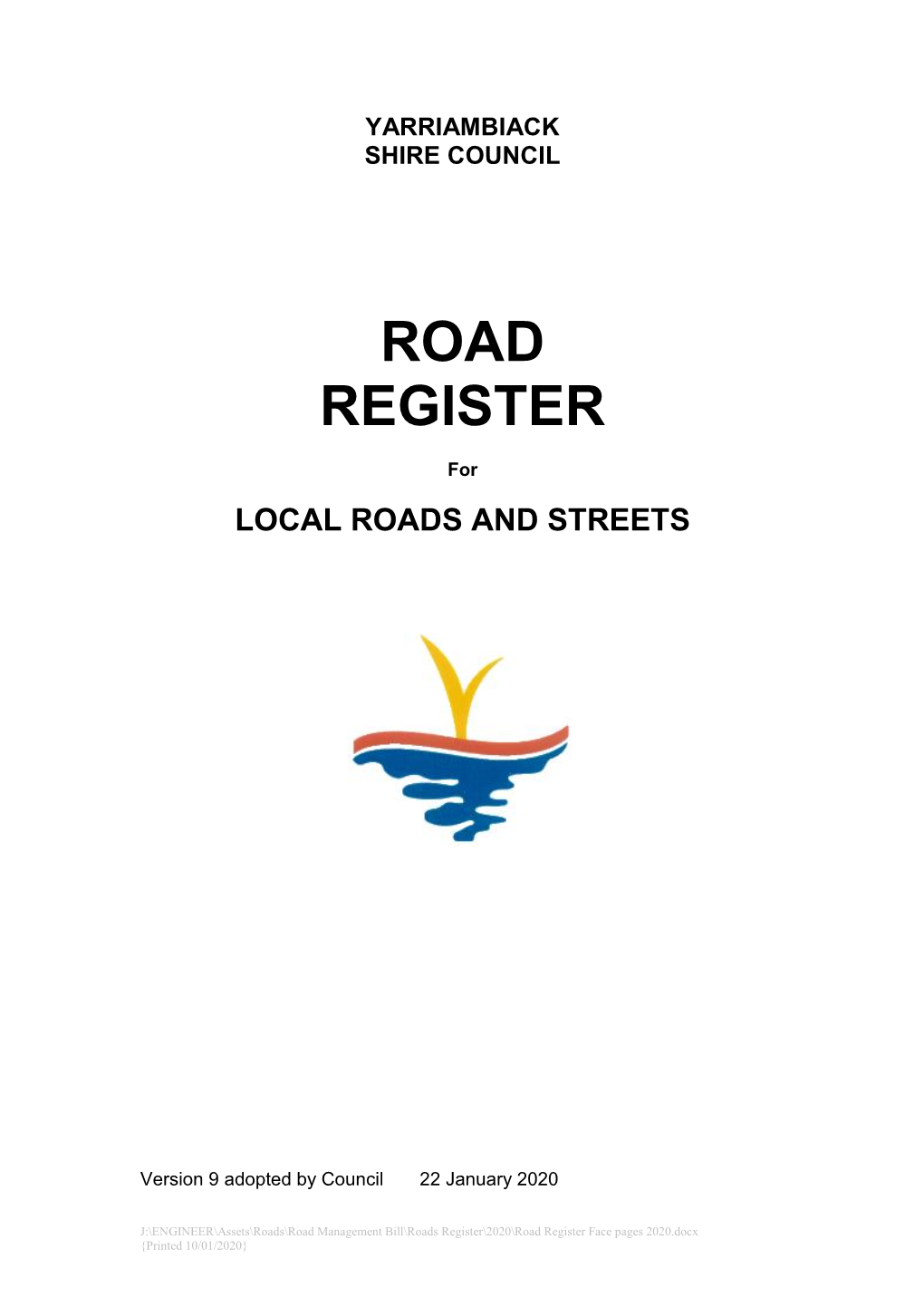 YSC Road Register Jan 2020