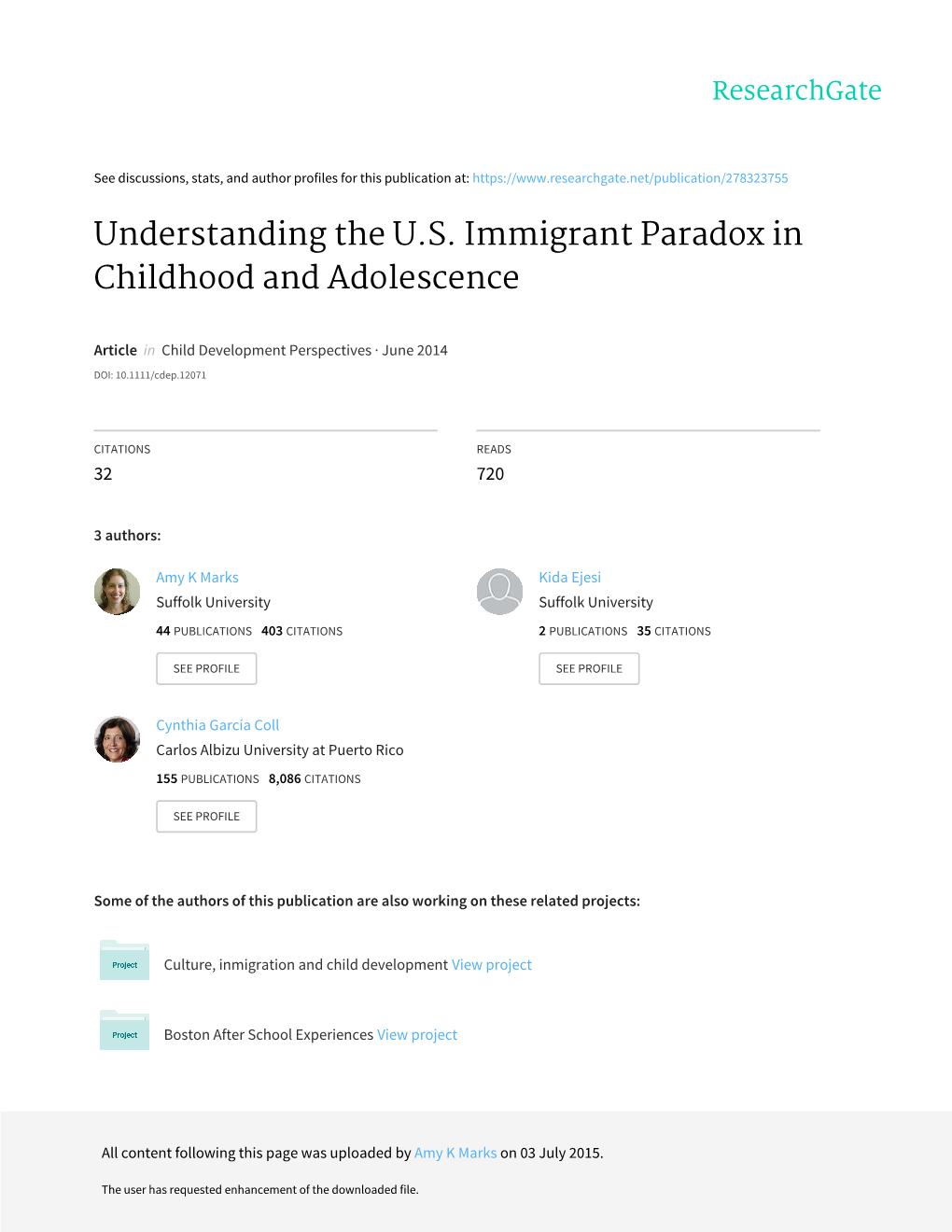 Understanding the U.S. Immigrant Paradox in Childhood and Adolescence