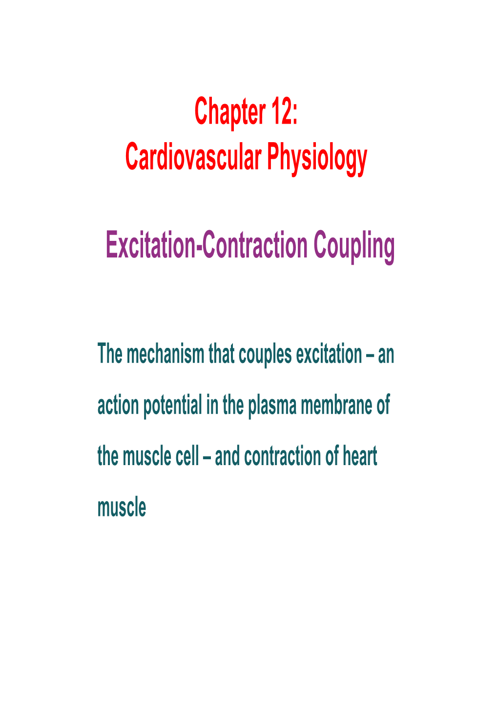 Cardiovascular Physiology Excitation-Contraction Coupling