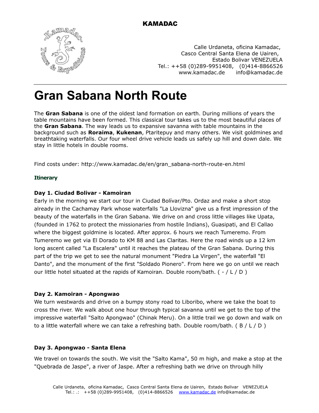Gran Sabana North Route