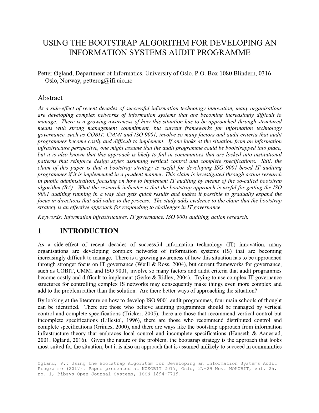 Using the Bootstrap Algorithm for Developing an Information Systems Audit Programme