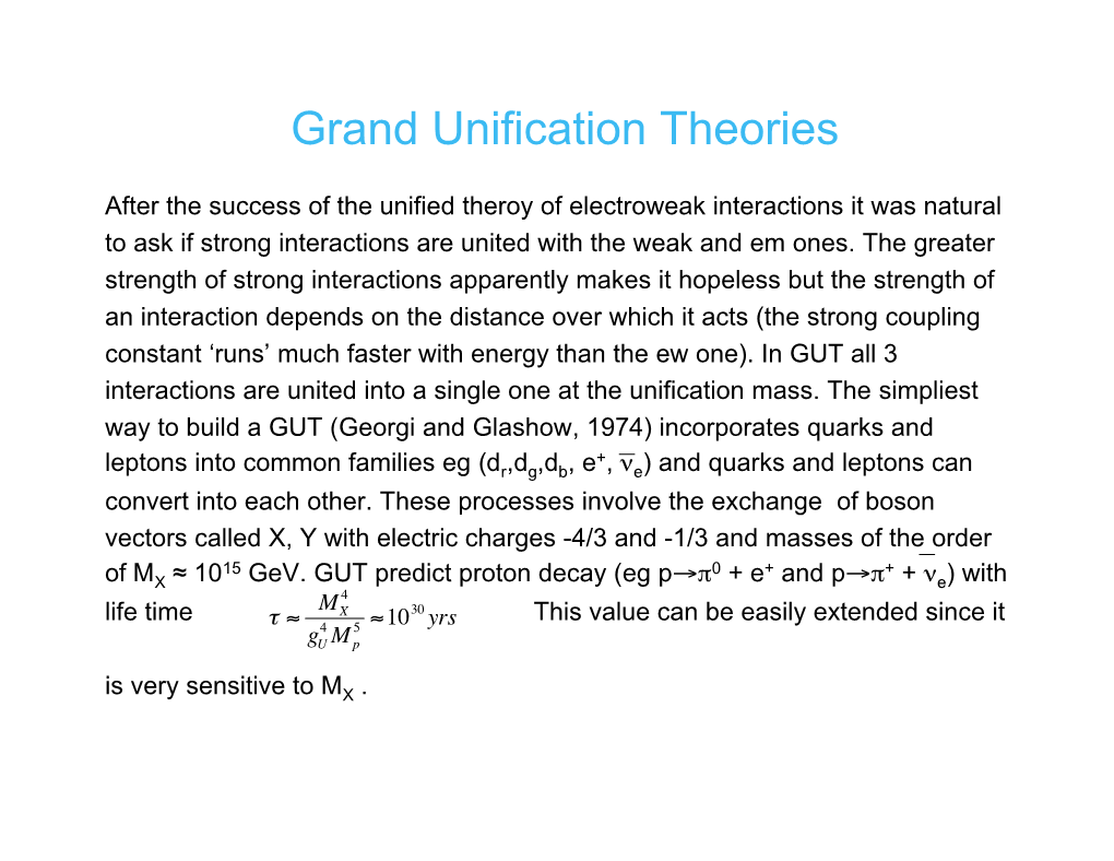 Grand Unification Theories